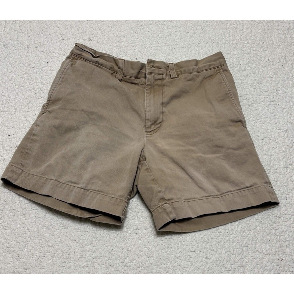 Polo Ralph Lauren Mens Shorts 29 Chino Shorts Khaki Cotton Solid Flat Front